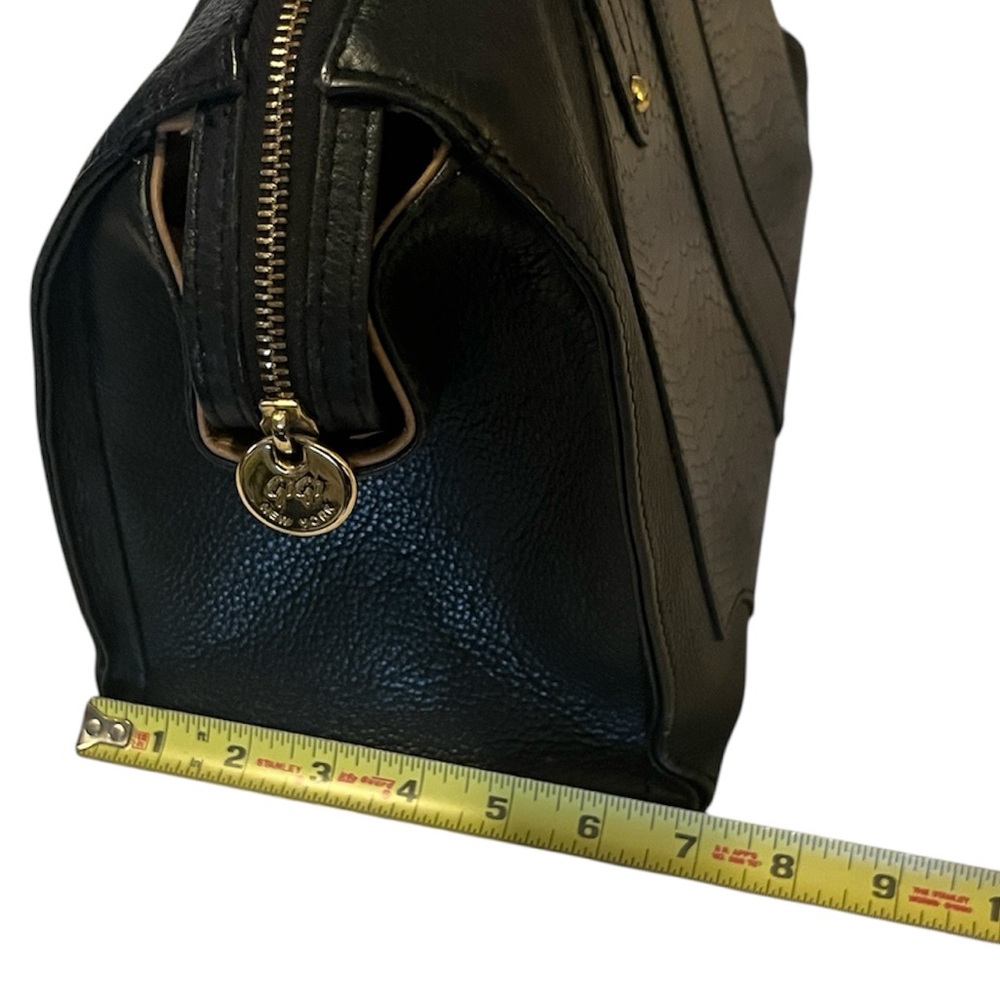 Black GiGi New York Gates Textured Leather Monogramed Contemporary Satchel Bag - Picture 8 of 14